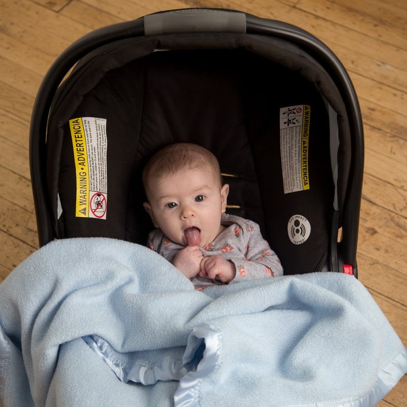 Natural Snuggles Bamboo Rayon Soft Light Blue Toddler Security Blanket - Thermal Sky Blue Baby Blanket with Satin Edging - Perfect for Naps, Car Carrier, Stroller & Travel - 34 x 47 inches - Newborn Baby Blankie - Image 5